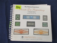 "The Morton Dean Joyce Private Die Proprietary Collection" Auction Catalog 1991 (Est $50-60)
