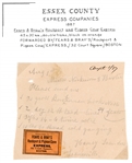 Fears & Brays Rockport and Pigeon Cove Express Label on Handwritten Merchandise Order, 1887 (Est $75-100)