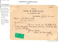 Ellis Express Company Express Label on Merchandise Order, 1868 (Est $50-75)