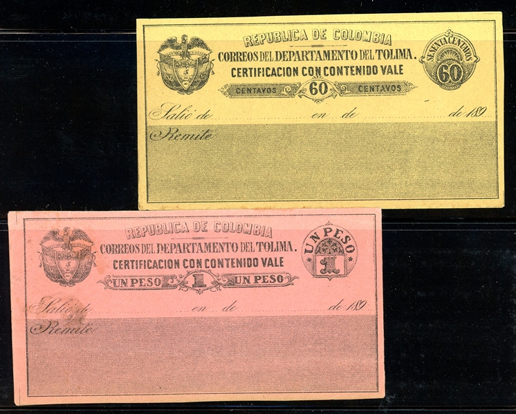 Colombia Insured Letter Stamps, All Different Unused (SCV $276) 