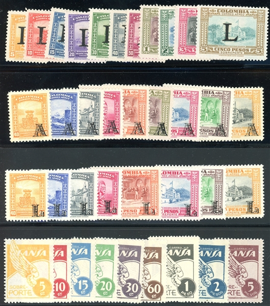 Colombia Airmail Mint Complete Sets, 1950-1 (SCV $288)