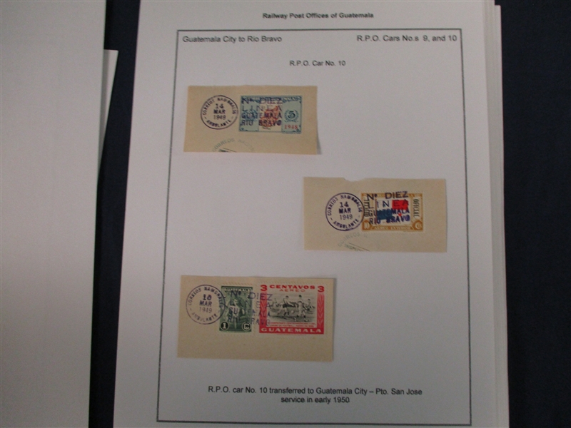 Railway Post Offices of Guatemala During Post WW2 Exhibit (Est $400-500)