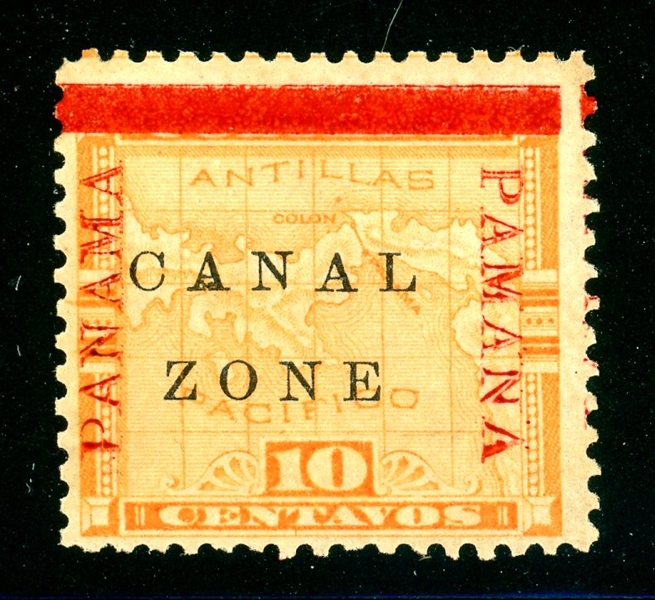 Canal Zone Scott 13var Unused, PAMANA Reading Down (SCV $200)