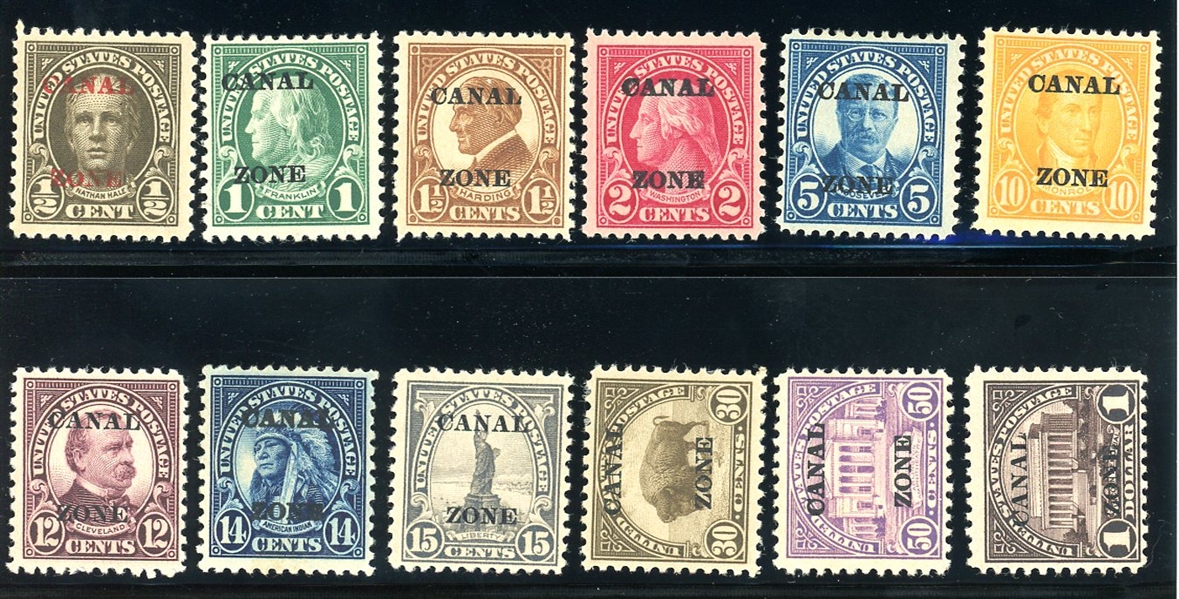Canal Zone Scott 70-81 MH Complete Set, Type A Overprints (SCV $503)