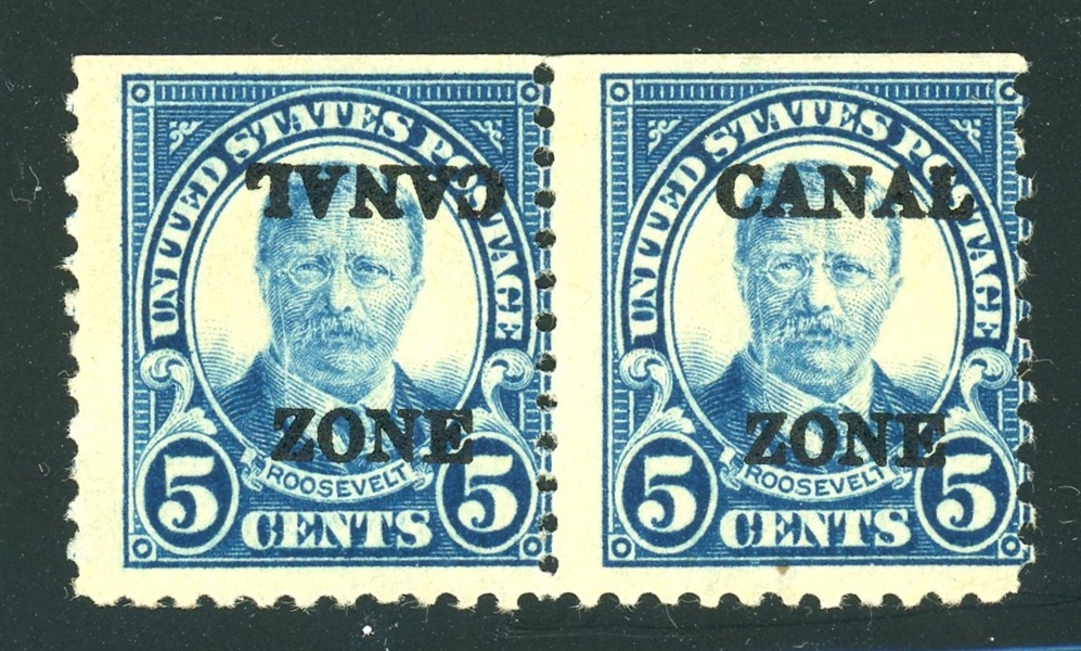 Canal Zone Scott 86b MLH Fine, CANAL Inverted in Pair (SCV $950)
