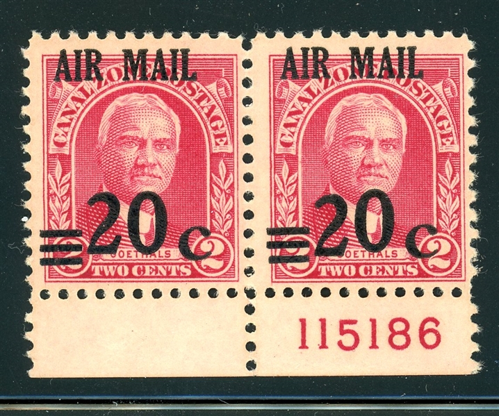 Canal Zone Scott C5/C5a MNH F-VF, Pair with Plate # and Dropped 2 (SCV $92+)