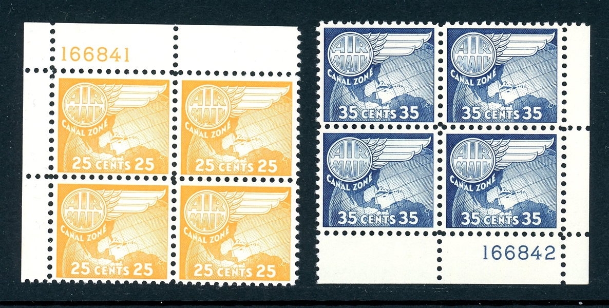 Canal Zone Scott C30-C31 MNH Airmail Plate Blocks (SCV $185)