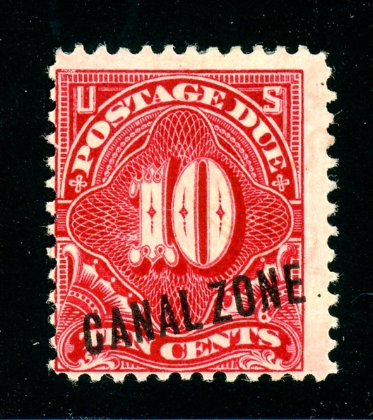 Canal Zone Scott J3 MH Avg-Fine, 10¢ 1914 Postage Due (SCV $900)