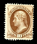 USA Scott 150 Regummed Fine, 1870 10¢ Jefferson with 2023 Crowe Cert (SCV $800) 