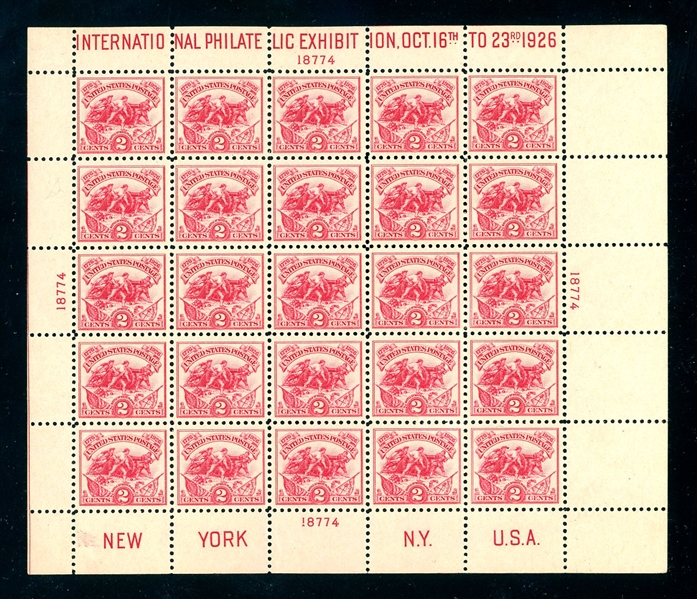 USA Scott 630 MNH White Plains Souvenir Sheet, F-VF (SCV $500) 