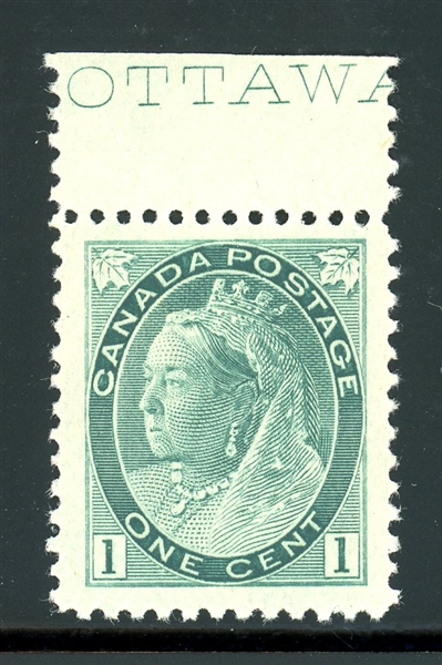 Canada Scott 75 MNH XF-Superb, 1898 1¢ Victoria, Huge Margins (SCV $100+)