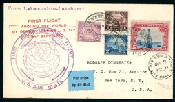 1929 Zeppelin Flight Cover, Lakehurst to Lakehurst (Est $120-150)