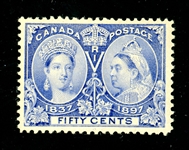 Canada Scott 60 MH VF, 1897 50¢ Jubilee (SCV $375)