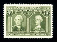 Canada Scott 100 MNH XF, 7¢ Quebec Tercentenary (SCV $350)