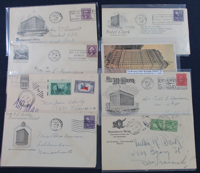 Hotel Advertising Covers, Mostly 1920s-1940s (Est $900-120)