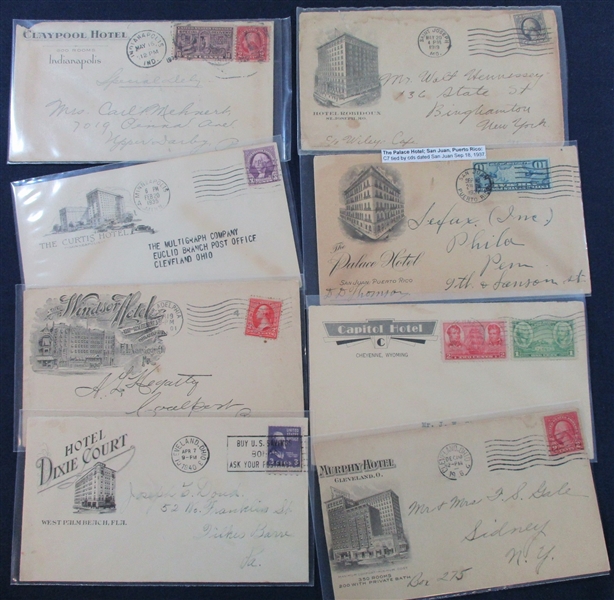 Hotel Advertising Covers, Mostly 1920s-1940s (Est $900-120)