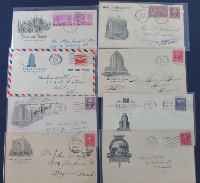 Hotel Advertising Covers, Mostly 1920s-1940s (Est $900-120)