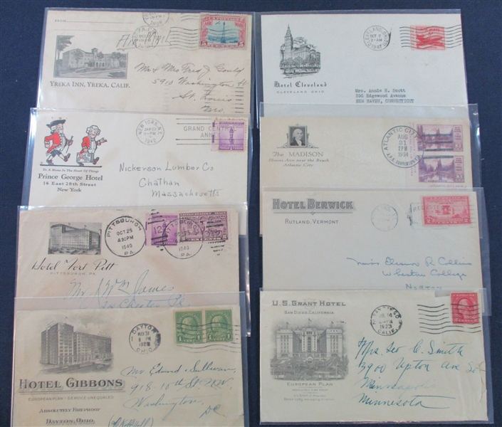 Hotel Advertising Covers, Mostly 1920s-1940s (Est $900-120)