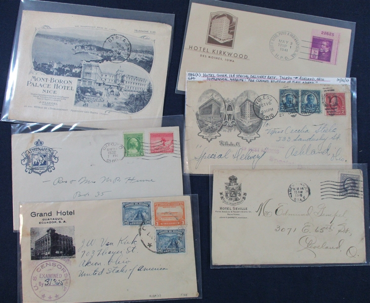Hotel Advertising Covers, Mostly 1920s-1940s (Est $900-120)