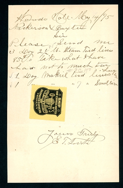 New York and Boston Despatch Express Label on Merchandise Order, 1895 (Est $60-90)
