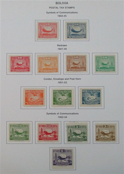 Bolivia Mint/Used Collection on Homemade Pages to 1990 (Est $300-400)