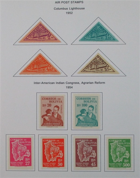 Bolivia Mint/Used Collection on Homemade Pages to 1990 (Est $300-400)