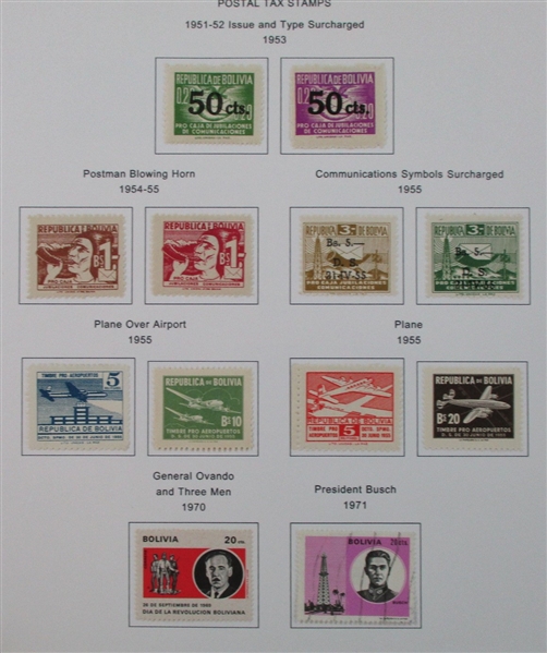 Bolivia Mint/Used Collection on Homemade Pages to 1990 (Est $300-400)