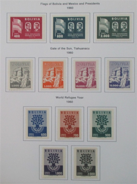 Bolivia Mint/Used Collection on Homemade Pages to 1990 (Est $300-400)