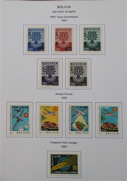 Bolivia Mint/Used Collection on Homemade Pages to 1990 (Est $300-400)