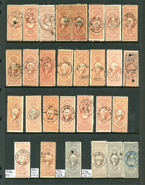 USA Revenue Stamps with SON Cancels (Est $200-300)