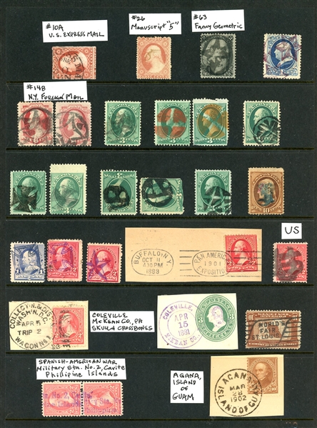 USA 19th Century Collectible Cancel Group (Est $100-150)