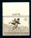 USA Scott RW7 MNH VF Plate Single, 1940 Duck Stamp (SCV $250)