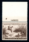 USA Scott RW9 MNH F-VF Plate Single, 1942 Duck Stamp (SCV $225)