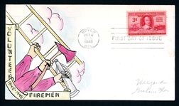USA Scott 971 Firemen Hand Painted FDC - Mae Wiegand (Est $100-150)
