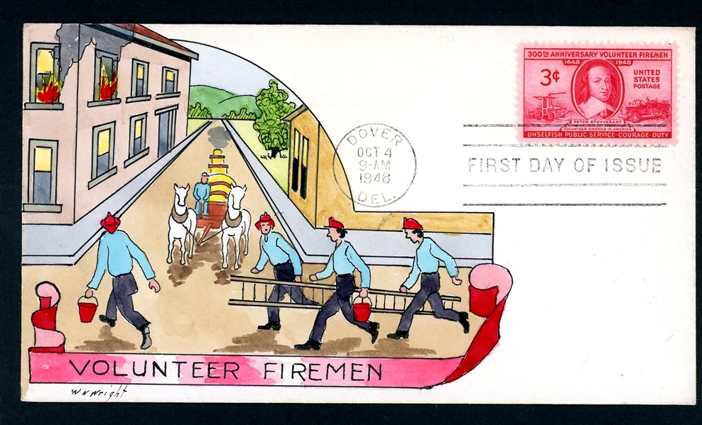 USA Scott 971 Firemen Hand Painted FDC - William N. Wright (Est $150-200)