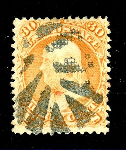 USA Scott 100 Used Fine, 30¢ F Grill (SCV $1000)