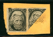USA Scott 73a Tied on Piece, Diagonal Half Used for 3¢ Rate (SCV $1500)