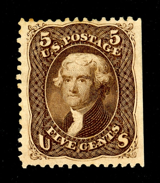 USA Scott 76 Unused No Gum F-VF, 5¢ Jefferson - 2021 PF Cert (SCV $550)