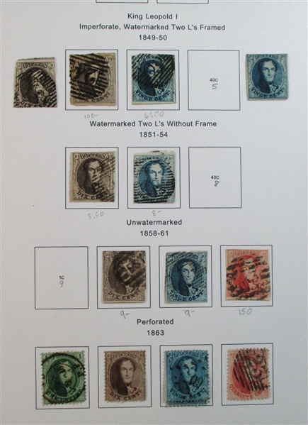 Belgium Large Mint/Used Collection on Homemade Pages to 1990's (Est $750-950)