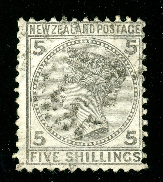 New Zealand Scott 60 Used Fine, 1878 5sh Victoria (SCV $500)