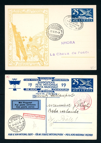 Switzerland Flight Covers and Cards, 7 Different (Est $120-150)