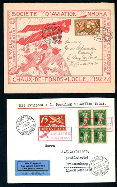 Switzerland Flight Covers and Cards, 7 Different (Est $120-150)