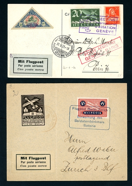 Switzerland Flight Covers and Cards, 7 Different (Est $120-150)
