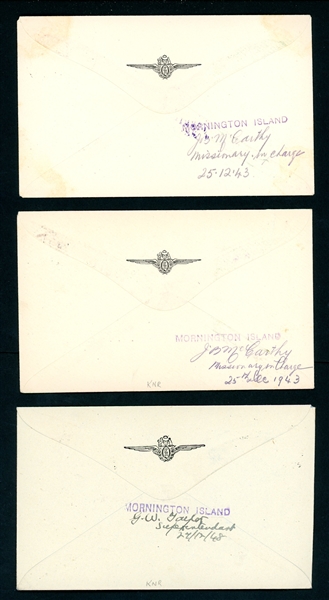 Australia Parachute Mail Covers to Mornington Island (Est $90-120)