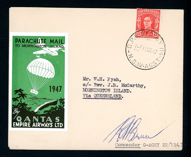 Australia Parachute Mail Covers to Mornington Island (Est $90-120)