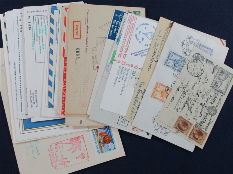 Balloon Post Flight Cover Group, 37 Different (Est $100-150)
