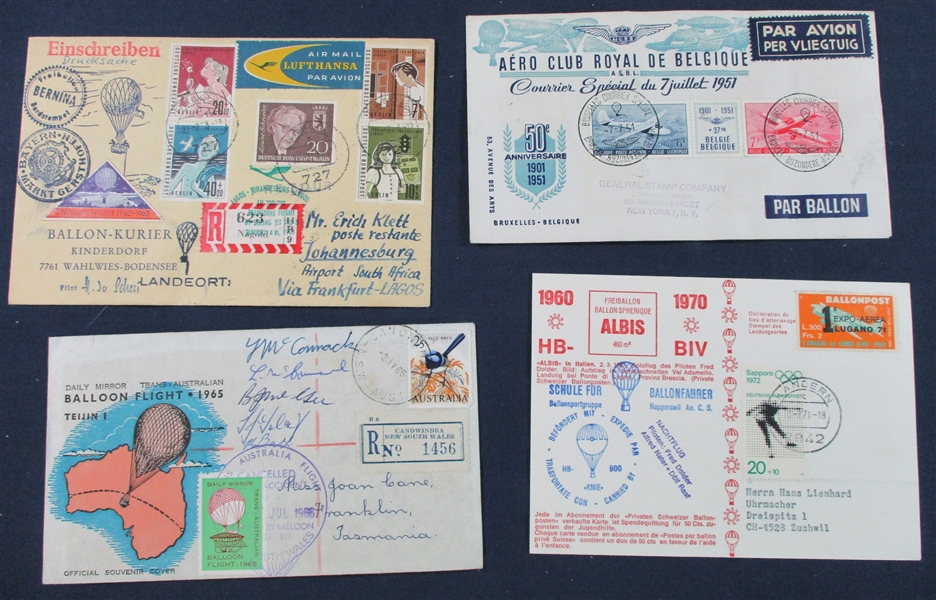 Balloon Post Flight Cover Group, 37 Different (Est $100-150)