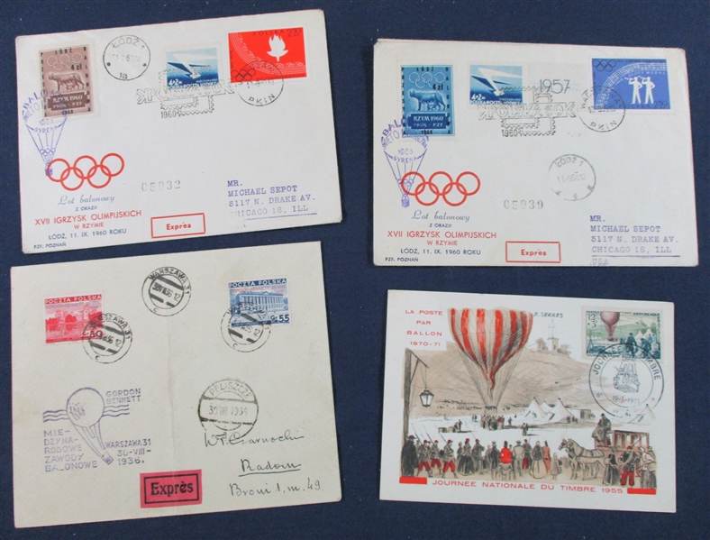 Balloon Post Flight Cover Group, 37 Different (Est $100-150)