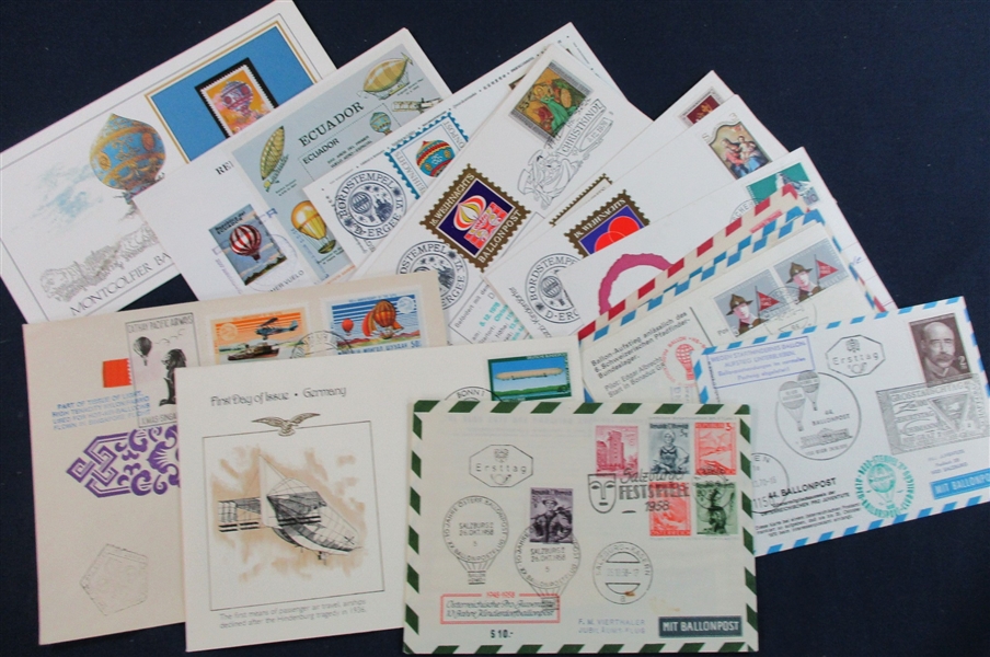 Balloon Post Flight Cover Group, 37 Different (Est $100-150)