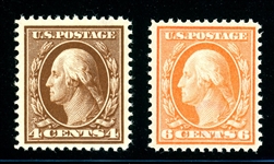 USA Scott 377, 379 MNH F-VF, 4¢ and 6¢ Washington (SCV $150)